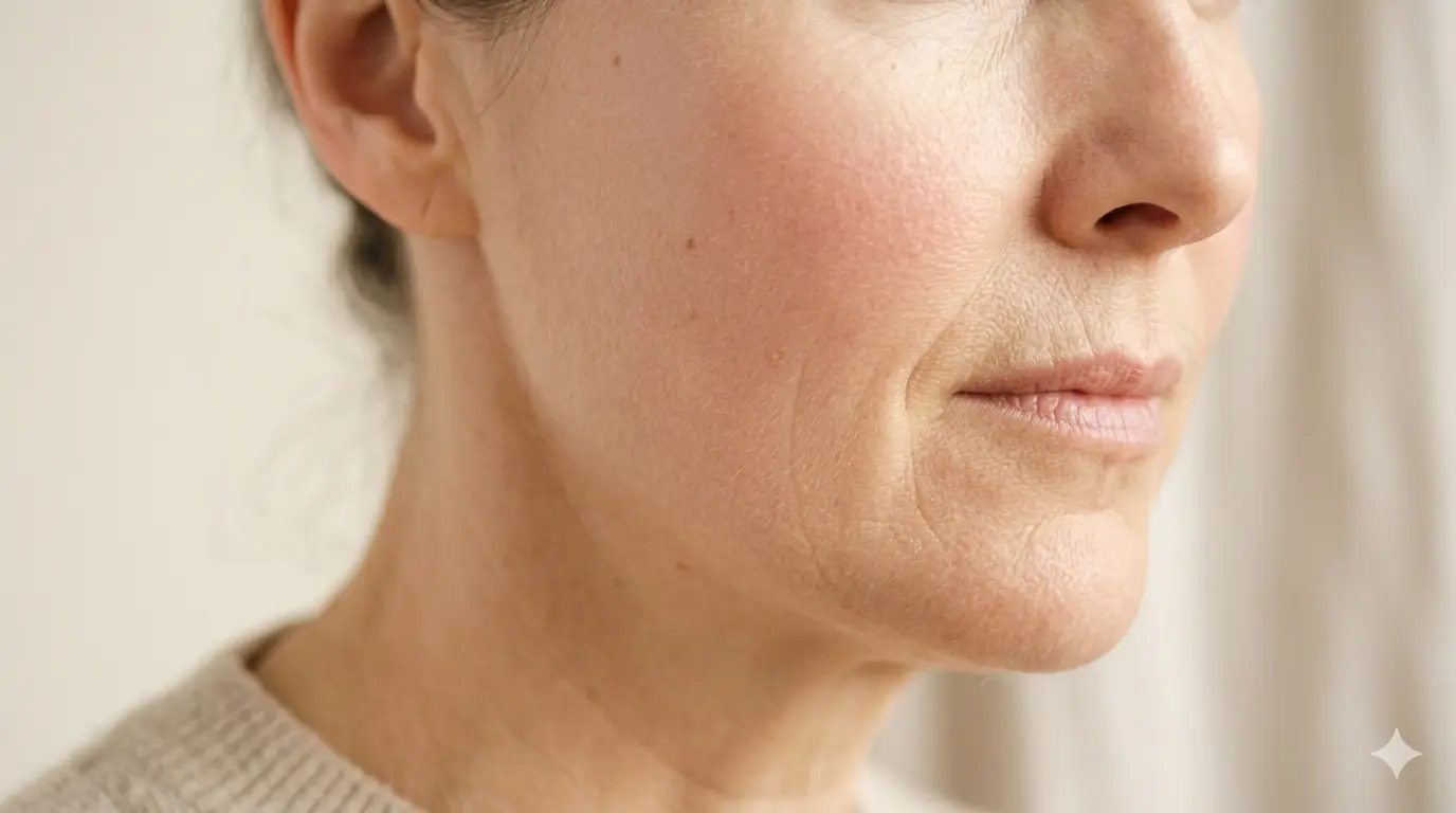 Peau sensible légèrement rosée