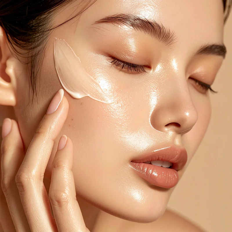 Application d'une crème riche sur une peau sèche, soin hydratant profond
