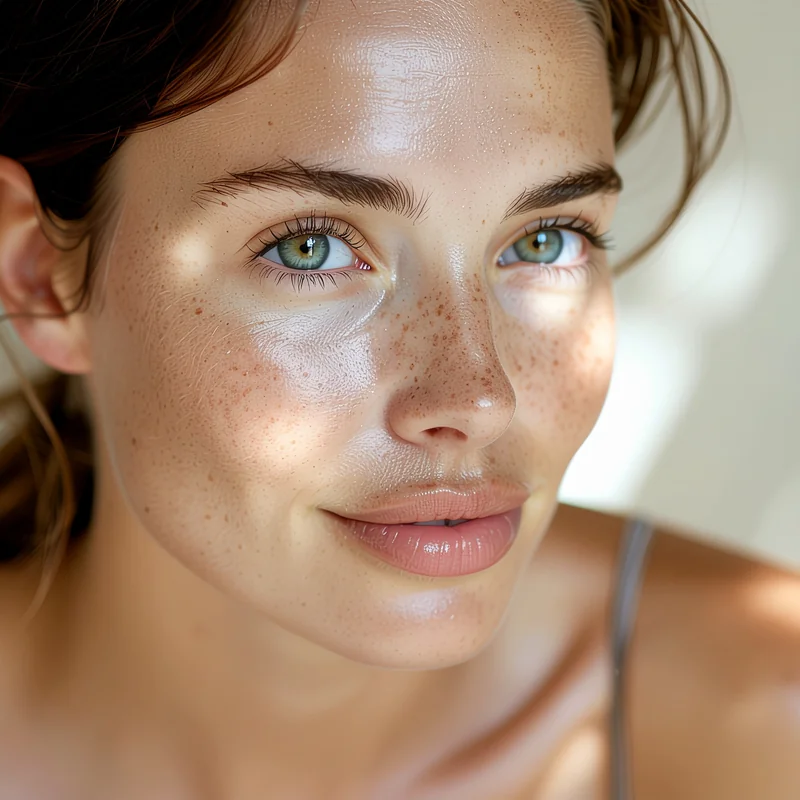 Femme à la peau lumineuse et hydratée