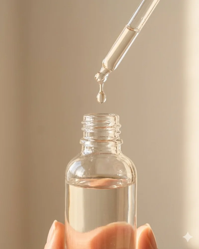 Flacon sérum avec pipette, goutte tombant