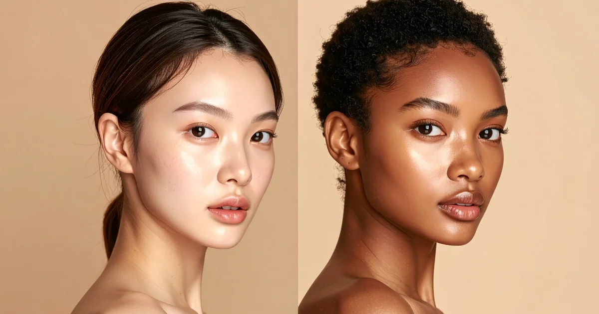 Deux femmes aux types de peaux différents, peau naturelle